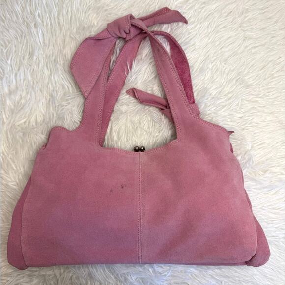 Vintage Anthropologie Nest Pink Suede Purse - Picture 2 of 9